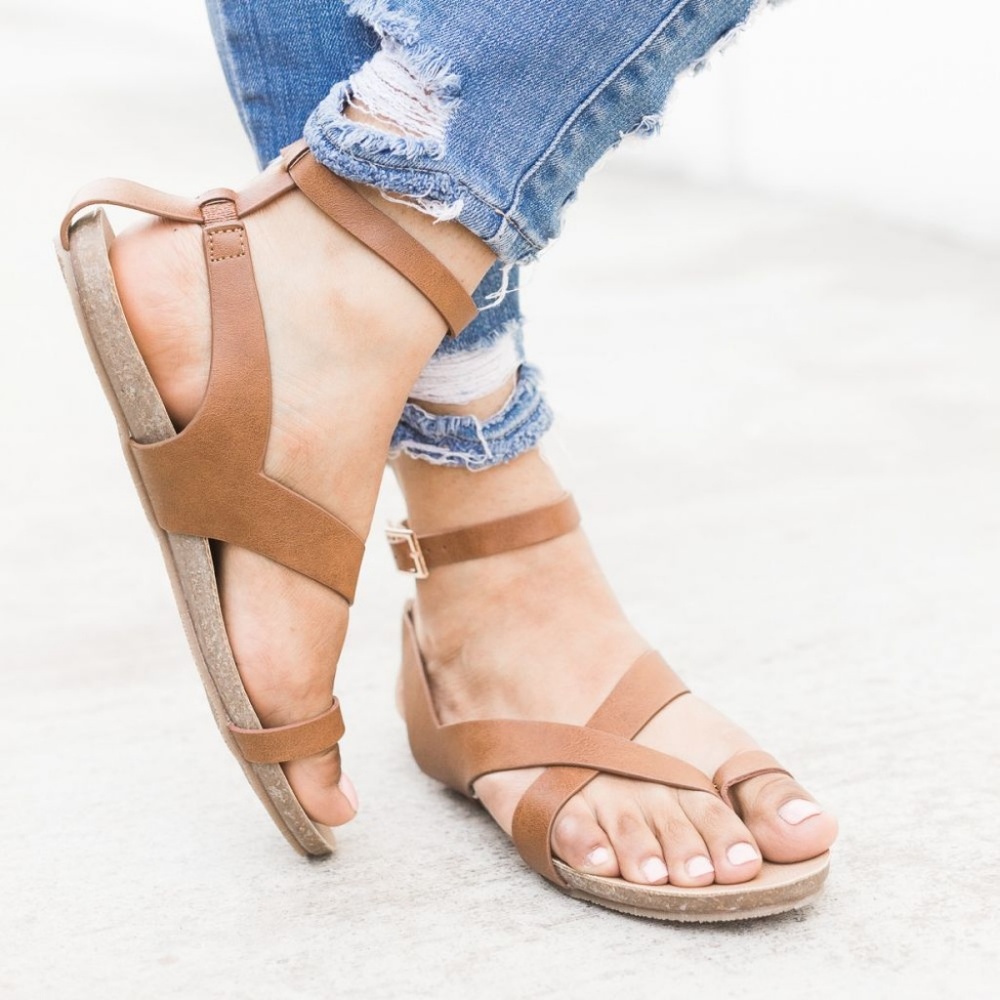 NEW LADIES STRAPPY ANKLE STRAP SANDALS. BLACK - Picture 3 of 5